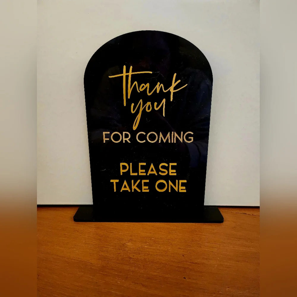 Black and Gold Thank You Sign for Parties 5x7